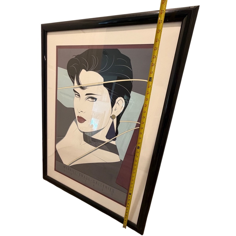 Vintage Merrill Chase Galleries Chicago 80s Patrick Nagel Style Framed Art 38x26 - Picture 6 of 9
